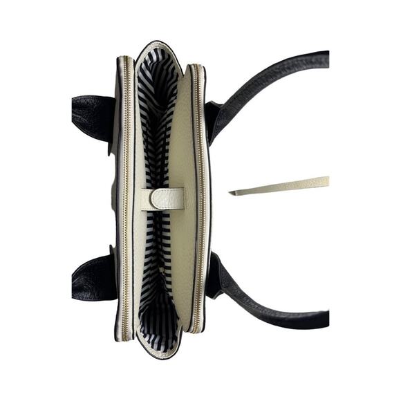 Kate Spade Lydia Southport Colorblock Pebbled Leather Satchel Tote Cream Black - Picture 7 of 16